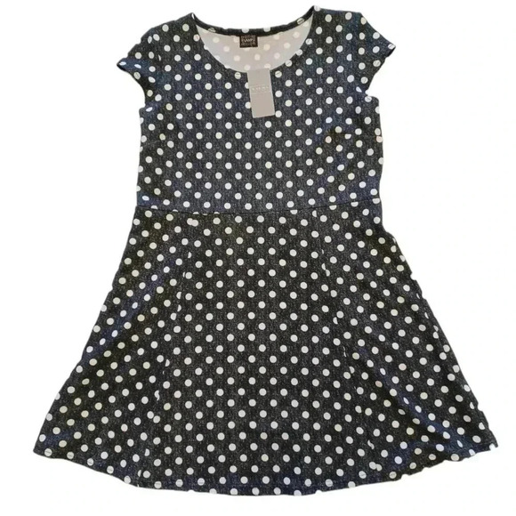 Vamp By Laura Blue  White Polka Dot Short Sleeve Mini Dress Size Large - Picture 1 of 7